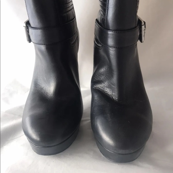 Rockport Women’s Platform Heel Knee High Boot Black Quilted Leather 9 - Picture 7 of 13